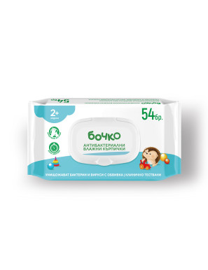 БОЧКО Антибактериални влажни кърпички 54 бр