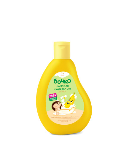 БОЧКО Детски шампоан и душ гел 2в1 Банан 250 мл