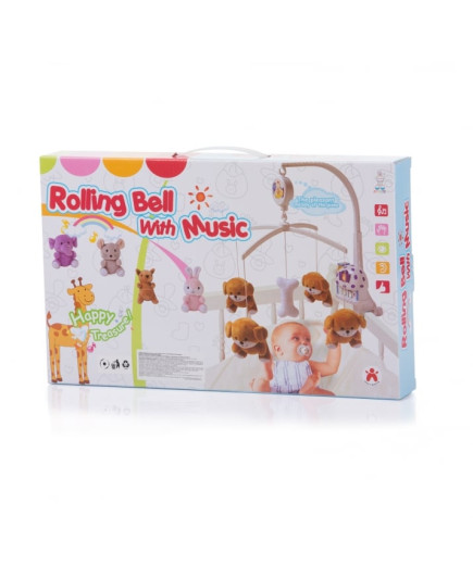 Муз. играчка за легло "Розови зайчета"