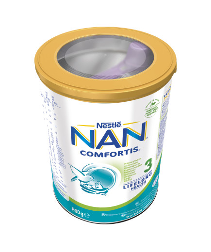 Nestlé® NAN ® Comfortis 3,  след 12-тия месец, Висококачественa обогатенa млечна напитка на прах, 800g, метална кутия