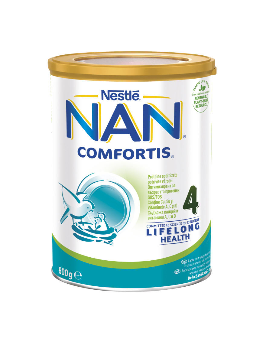 Nestlé® NAN ® Comfortis 4, след 2-рата годинка,Висококачественa обогатенa млечна напитка на прах, 800g, метална кутия