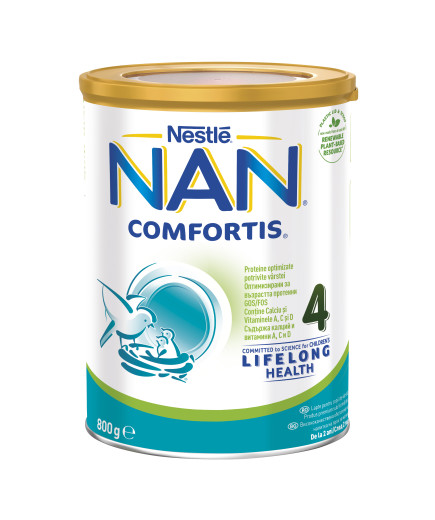 Nestlé® NAN ® Comfortis 4, след 2-рата годинка,Висококачественa обогатенa млечна напитка на прах, 800g, метална кутия
