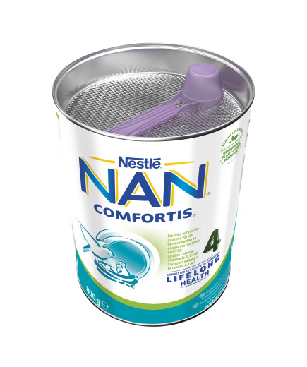 Nestlé® NAN ® Comfortis 4, след 2-рата годинка,Висококачественa обогатенa млечна напитка на прах, 800g, метална кутия