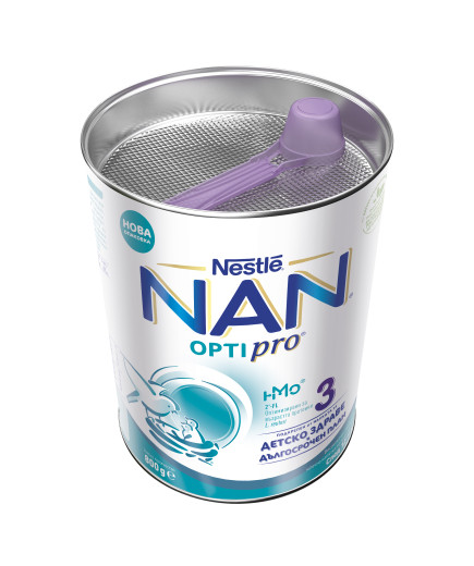Nestlé® NAN® OPTIPRO® 3 HM-O®, след 12-тия месец, Висококачественa обогатенa млечна напитка на прах, 800g, метална кутия