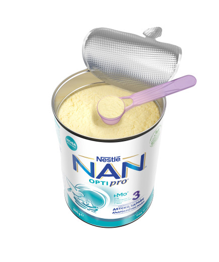 Nestlé® NAN® OPTIPRO® 3 HM-O®, след 12-тия месец, Висококачественa обогатенa млечна напитка на прах, 800g, метална кутия