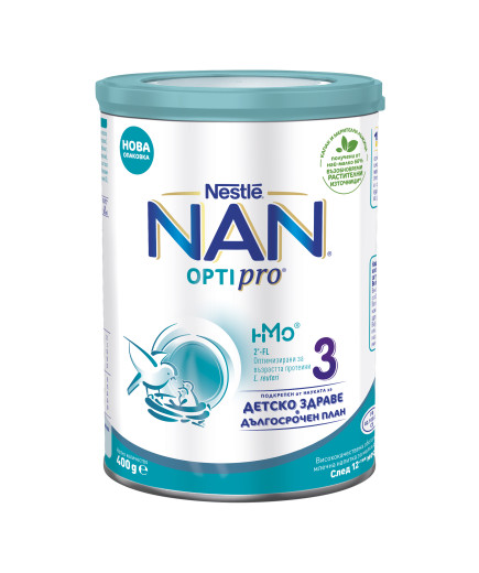 Nestlé NAN OPTIPRO 3 HM-O, 12+ месеца, Обогатено преходно мляко кутия, 400 гр