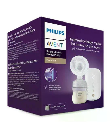 Единична електрическа помпа Natural Motion Premium Philips AVENT SCF396/31 с 1 бр. полипропиленово шише 125 мл с биберон Natural