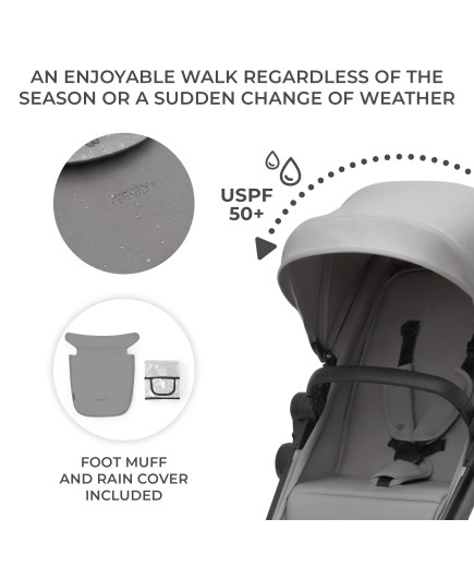 Kinderkraft NEWLY бебешка количка 4в1 MOONLIGHT GREY