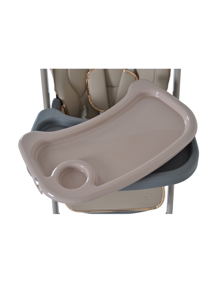 Детски стол за хранене с подарък Lindo бежов