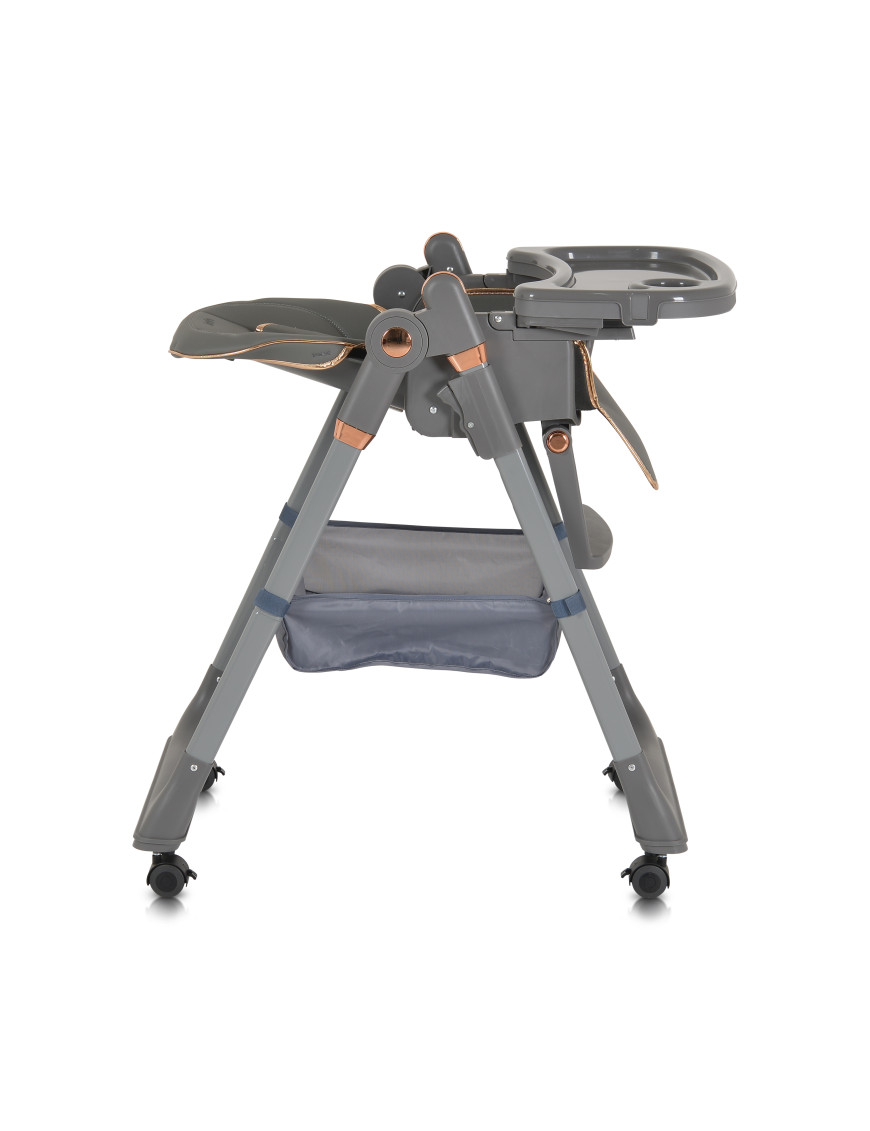 Детски стол за хранене с подарък Lindo сив