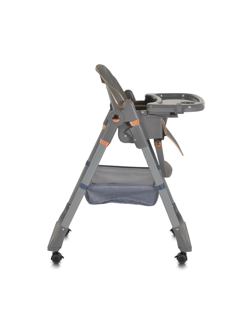 Детски стол за хранене с подарък Lindo сив