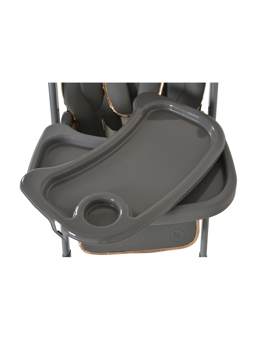 Детски стол за хранене с подарък Lindo сив