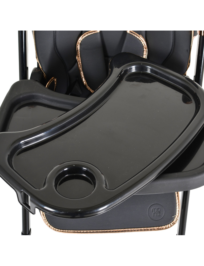 Детски стол за хранене с подарък Lindo черен