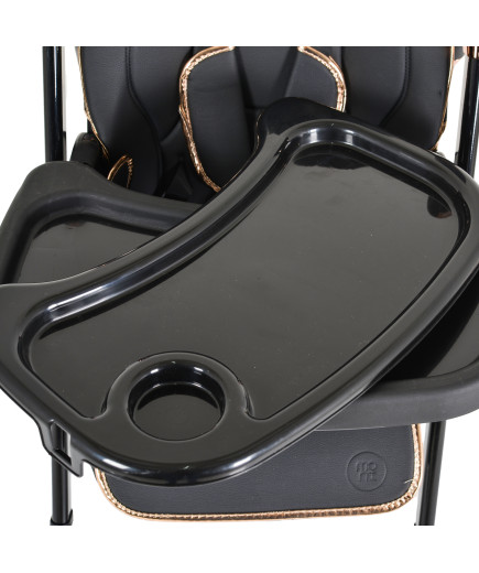 Детски стол за хранене с подарък Lindo черен