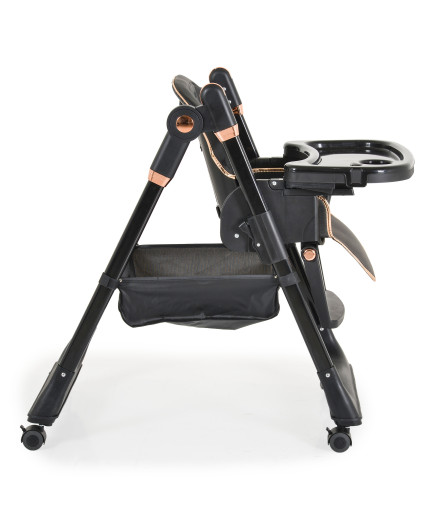 Детски стол за хранене с подарък Lindo черен