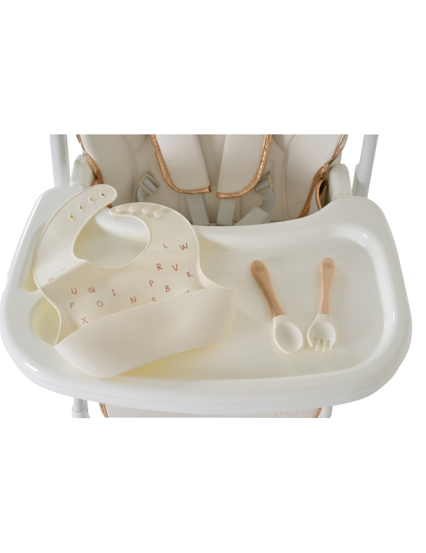 Детски стол за хранене с подарък Lindo бял