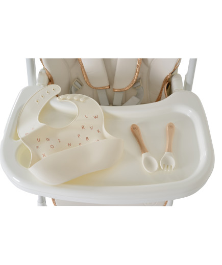 Детски стол за хранене с подарък Lindo бял